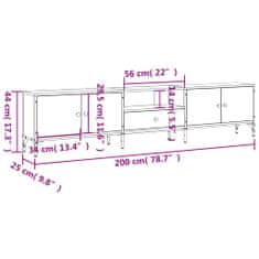 Vidaxl TV skříňka se zásuvkou kouřový dub 200x25x44cm kompozitní dřevo