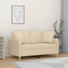 Vidaxl 2místná pohovka s polštáři krémová 120 cm textil