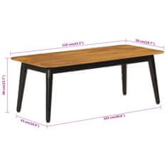 Greatstore Konferenční stolek 110 x 50 x 40 cm masivní mangovník a železo