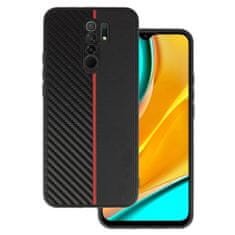 MobilPouzdra.cz Kryt Carbon Protect pro Xiaomi Redmi 9 , barva černá with , barva červená stripe