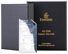 Aviationtag přívěsek ze skutečného letadla A380 Emirates Silver - Casablanca (CMN) - A6-EDA