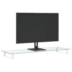 Vidaxl Stojan na monitor bílý 100 x 35 x 8 cm tvrzené sklo a kov