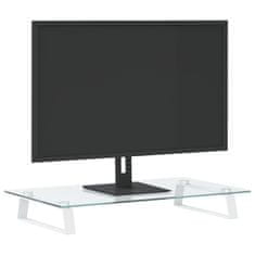 Vidaxl Stojan na monitor bílý 60 x 35 x 8 cm tvrzené sklo a kov