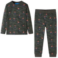 Vidaxl Dětské pyžamo s dlouhým rukávem potisk s ninja liškami khaki 128
