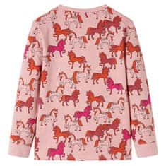 Vidaxl Dětské pyžamo s dlouhým rukávem potisk koní světle růžové 104
