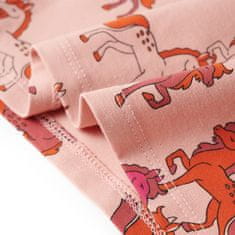 Vidaxl Dětské pyžamo s dlouhým rukávem potisk koní světle růžové 140