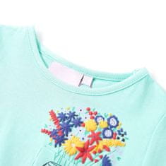 Vidaxl Dětské tričko potisk s květinami světle mátové 92