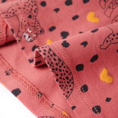 Vidaxl Dětské pyžamo s dlouhým rukávem potisk s leopardy starorůžové 140