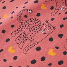 Vidaxl Dětské pyžamo s dlouhým rukávem potisk s leopardy starorůžové 128