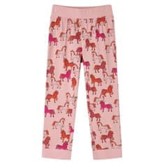 Vidaxl Dětské pyžamo s dlouhým rukávem potisk koní světle růžové 128