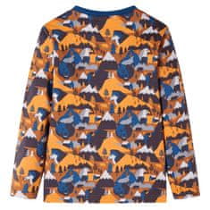Vidaxl Dětské pyžamo s dlouhým rukávem potisk zvířat a hor koňakové 128