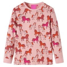 Vidaxl Dětské pyžamo s dlouhým rukávem potisk koní světle růžové 140