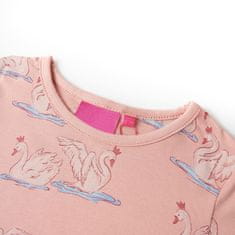 Vidaxl Dětské pyžamo s dlouhým rukávem potisk labutí světle růžové 116