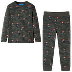 Vidaxl Dětské pyžamo s dlouhým rukávem potisk s ninja liškami khaki 116