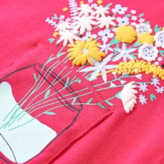 Vidaxl Dětské tričko potisk s květinami jasně růžové 92
