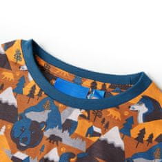 Vidaxl Dětské pyžamo s dlouhým rukávem potisk zvířat a hor koňakové 92