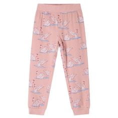 Vidaxl Dětské pyžamo s dlouhým rukávem potisk labutí světle růžové 128