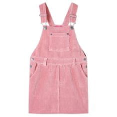 Vidaxl Dětské manšestrové šaty s laclem světle růžové 128