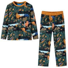 Vidaxl Dětské pyžamo s dlouhým rukávem Dinosauři tmavě zelené 116