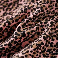 Greatstore Dětské mikinové šaty leopardí potisk středně růžové 140