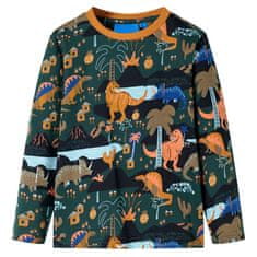 Vidaxl Dětské pyžamo s dlouhým rukávem Dinosauři tmavě zelené 92