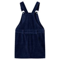 Vidaxl Dětské manšestrové šaty s laclem námořnicky modré 104