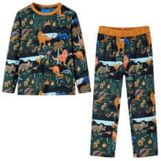 Vidaxl Dětské pyžamo s dlouhým rukávem Dinosauři tmavě zelené 104