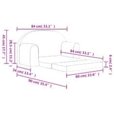 Vidaxl Dětská rozkládací pohovka 2místná světle šedá měkký plyš
