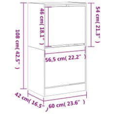 Greatstore Botník se 2 výklopnými zásuvkami bílý 60 x 42 x 108 cm