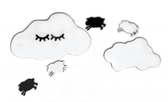 Adam toys Dekorace na zeď - Spící mráček s ovečkama, bílý/černý