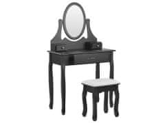 Beliani Toaletní stolek s kulatým zrcadlem a stoličkou černá ASTRE