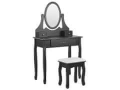 Beliani Toaletní stolek s kulatým zrcadlem a stoličkou černá ASTRE