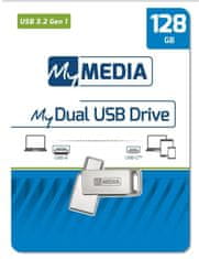 Diskus 128GB USB Flash 3.2 MyDual stříbrný, USB-C/USB-A, MyMedia