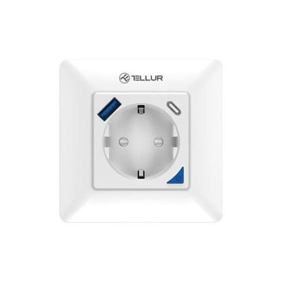 Tellur WiFi Smart Wall Plug, 3600W, 16A, PD20W, USB 18W, bílá