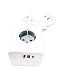 Technaxx rozbočovač Power Cube, 4xzásuvka, 2xUSB port (TX-195), bílá