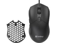 Sandberg FlexCover 6D Gamer Mouse, herní myš, 12800dpi, LED podsvícení, černá