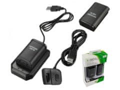 APT KX7A 2x XBOX 360 BATERIE USB KABEL ČERNÝ