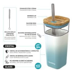 QUOKKA LIQUID-CUBE Skleněný pohár se silikonovým povrchem TEAL GRADIENT, 540ml, 40054