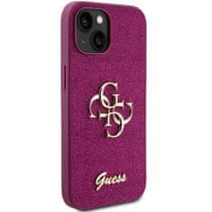 Guess hard kryt na iPhone 15 6.1" Purple Glitter Script Big 4G