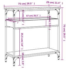 Vidaxl Konzolový stolek s policí kouřový dub 75 x 29 x 75 cm kompozit