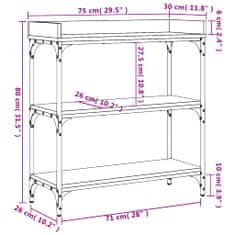 Vidaxl Konzolový stolek s policemi černý 75 x 30 x 80 cm