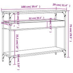 Vidaxl Konzolový stolek s policí kouřový dub 100 x 29 x 75 cm kompozit