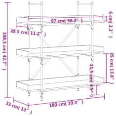 Vidaxl Knihovna se 3 policemi černá 100x33x108,5 cm kompozitní dřevo