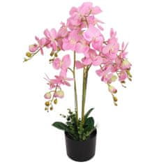 Vidaxl Umělá rostlina orchidej s květináčem 75 cm růžová