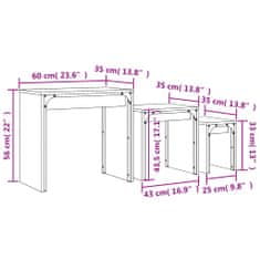 Vidaxl Hnízdové konferenční stolky 3 ks kouřový dub kompozitní dřevo