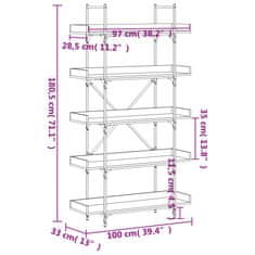 Greatstore Knihovna s 5 policemi černá 100x33x180,5 cm kompozitní dřevo