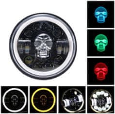 motoLEDy Přední světlo 7" Full LED lebka 1ks Harley Davidson, Jeep