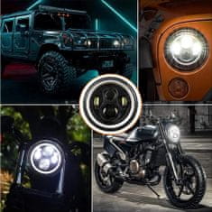 motoLEDy Přední světlo 7" Full LED 8, 1ks Harley Davidson, Jeep