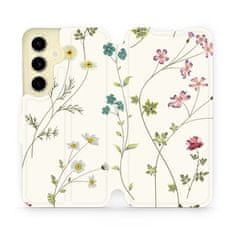 Mobiwear Flip pouzdro na mobil Samsung Galaxy S24 - MD03S Tenké rostlinky s květy