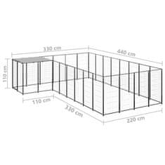 Vidaxl Psí kotec černý 10,89 m² ocel